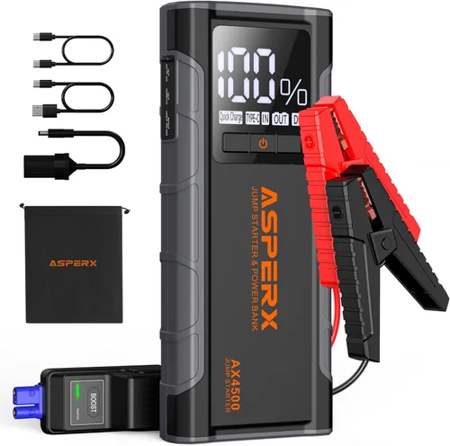 Miniatura 8 de ASPERX AX2500 Arrancador de Batería, Arrancador de Batería de 21000mAh 2500A para Motores de Gasolina de hasta 10L o Diésel de 7.3L, Potenciador