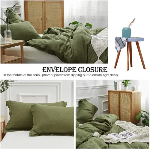 Miniatura 4 de Simple&Opulence Juego de funda nórdica 100% lino 3 unidades estilo básico natural francés lavado lino color sólido suave transpirable casa de campo