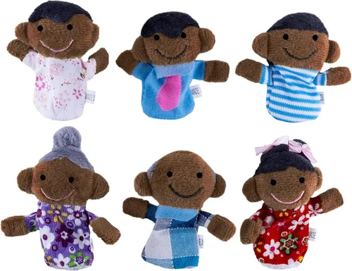 Miniatura 7 de Mini abuelos, mamá y papá, hermano y hermana, marionetas de dedo de familia para niños, espectáculos, recreación, colegios - 6 piezas.