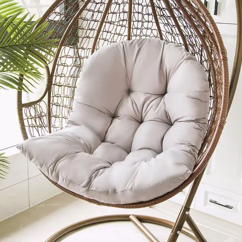 Miniatura 9 de Cojín de repuesto para silla de huevo para colgar silla de huevo, cojín grueso y cómodo para silla colgante, color beige (solo cojín), cojín