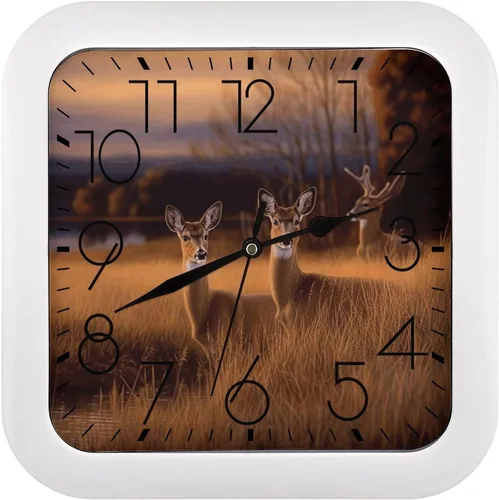 Miniatura 9 de 10" Square Modern Wall Clock,Animal Leopard Jungle Print Kitchen Clocks Wall Battery Operated,Silent Non Ticking Unique Funny Cute Wall Clock for