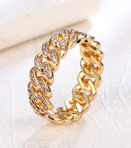 Miniatura 4 de Tanyoyo Anillos de cadena de eslabones cubanos de banda ancha de 0.276 in para mujeres y niñas, regalo del día de la madre