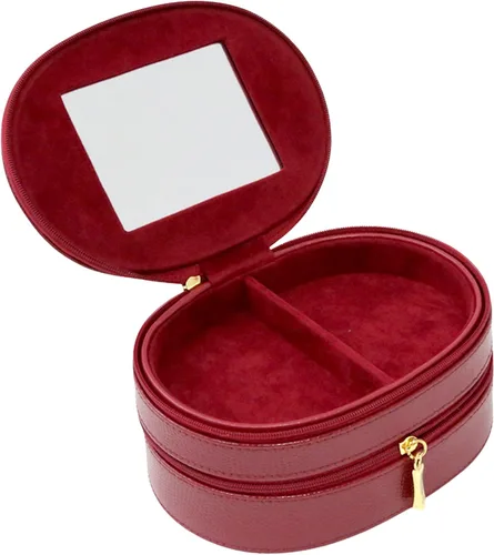 Miniatura 2 de Bey Berk - Joyero de viaje con doble compartimento forrado en piel, color rojo