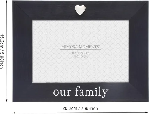 Miniatura 4 de Marco de fotos negro con corazón plateado para fotos de 4 x 6 pulgadas (nuestra familia)