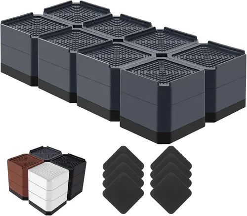 Miniatura 21 de Elevadores de cama resistentes, bloques elevadores de muebles ajustables de 1.5, 3, 4.3 pulgadas para patas de sofá, mesa, escritorio, refrigerador