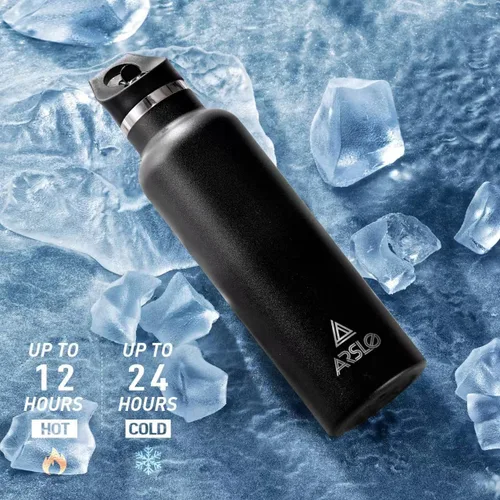 Miniatura 3 de Botellas de agua de doble pared de acero inoxidable, botella aislada al vacío con tapa con popote, botella de agua aislada mantiene el agua fría