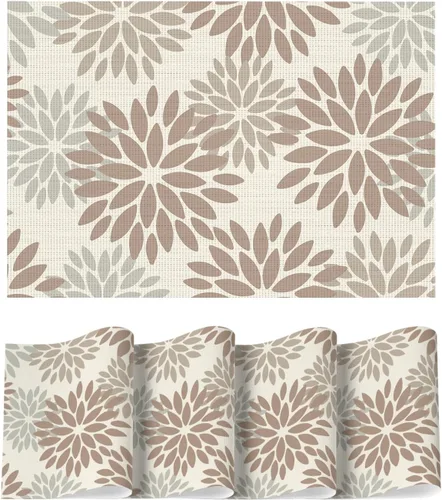 Miniatura 18 de Artoid Mode - Juego de 4 manteles individuales de vinilo con diseño floral, resistentes al calor, lavables, antideslizantes, de PVC, para decoración