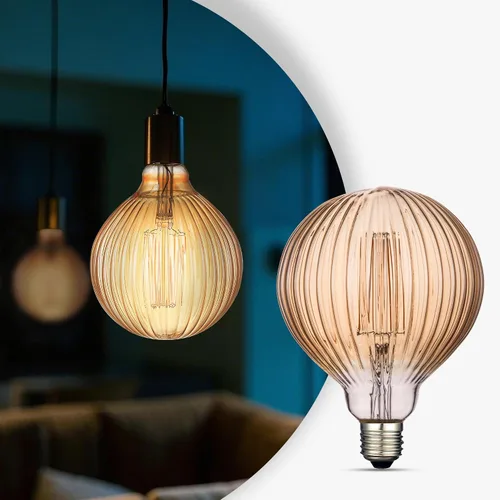 Miniatura 11 de Focos de luz, 4 W, regulables, decorativos, grandes, únicos, ámbar, globo, G125 Edison, bombillas LED con filamento de jaula de ardilla, base media