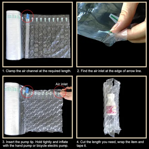Miniatura 6 de Rollo de Envoltura Acolchada de Burbujas Protector Inflable para Envío de Botellas, Almohadas de Aire para Envío Burbujas de Aire de Gran