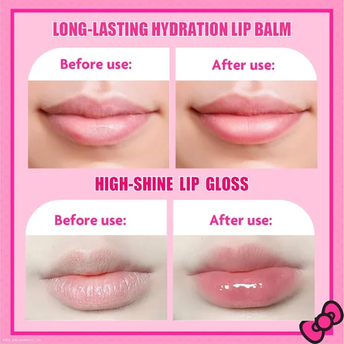 Miniatura 3 de Hello Kitty Beauty - Juego de mini tren incluye tubo de brillo de labios, bálsamo labial, brillo de labios compacto para fiestas de niñas, fiestas