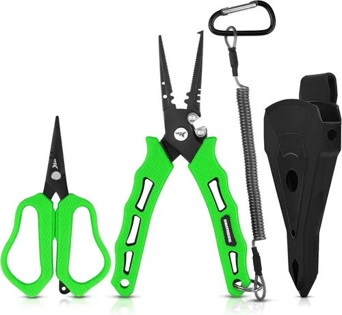 KastKing Cutthroat - Alicates de pesca resistentes al agua salada de 7.5 pulgadas, tijeras de trenza de 5 pulgadas, cortador de línea, removedor de