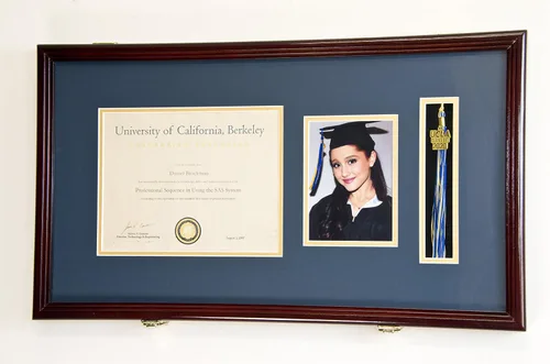 Miniatura 26 de Marco de diploma de graduación personalizado con borla, tapa de fotos grabado, vitrina para certificado de 11 x 8.5 pulgadas con colores Acabado