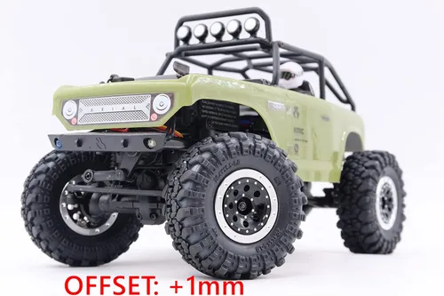Miniatura 5 de HOBBYSOUL Ruedas ajustables Offset 1.0 Beadlock color negro plateado, ruedas pesadas 1.0 rc de 0.74 oz/llanta para 1/18 Traxxas TRX4M Axial SCX24