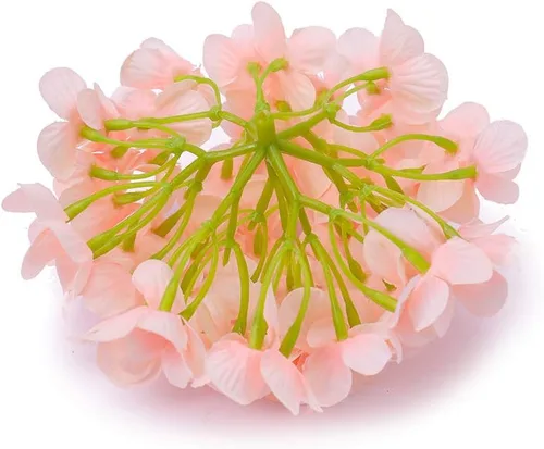 Miniatura 3 de Cabezas de hortensias de seda con tallos de flores artificiales para decoración del hogar, boda, paquete de 10 unidades (rosa melocotón)