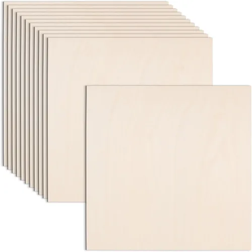 Miniatura 13 de Paquete de 12 hojas de tilo para manualidades - 30,5 x 30,5 x 3 mm - Hojas de madera contrachapada de 3 mm de espesor con superficies lisas - Tablas