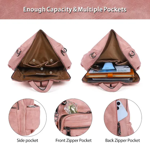 Miniatura 43 de Bolsos mochila monedero de piel sintética para mujer, bolsas con zíper, mochilas de hombro casuales