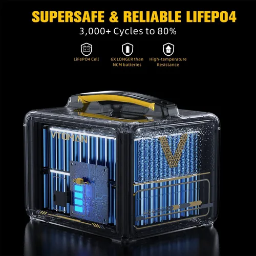 Miniatura 3 de VTOMAN Jump 600X Batería extra 640Wh para Jump 600X Estación de energía portátil, LiFePO4 (LFP) Batería de expansión de reserva con protección BMS