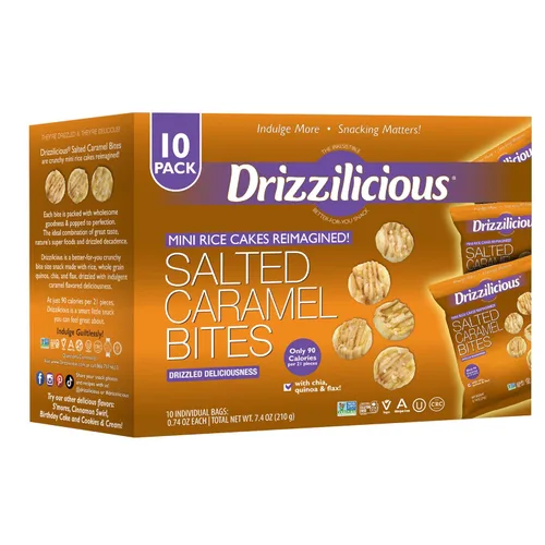 Miniatura 10 de Drizzilicious Mini tortas de arroz sabor galletas y crema – Crujientes de arroz, aperitivo saludable para adultos y niños, pasteles de arroz
