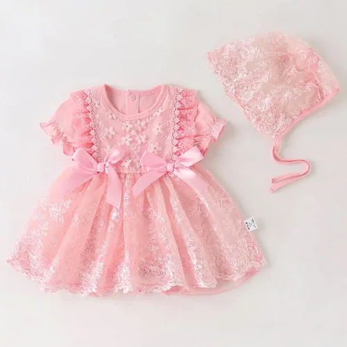 Miniatura 22 de Vestido de otoño de manga larga para niña pequeña, vestido de encaje con flores, boda, primer cumpleaños, bautizo, vestido con sombrero