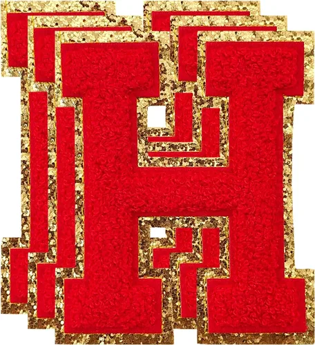 Miniatura 109 de 3 parches de números de chenilla negra, tamaño grande de 4-1/2" parches de números para planchar, parches universitarios para ropa, 8" Borde oro rosa