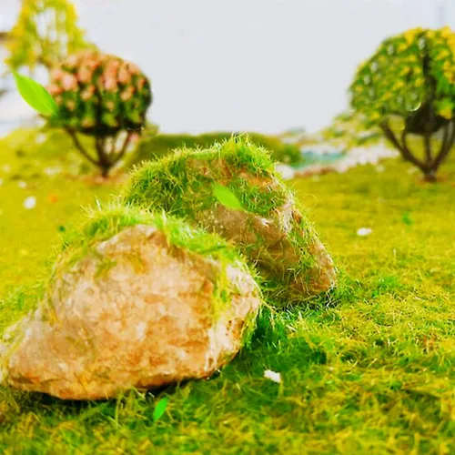 Miniatura 7 de Cayway Paquete de 7 piezas de base en miniatura, kit de materiales para base de paisajes, incluye piedra, arena decorativa, hierba, nieve