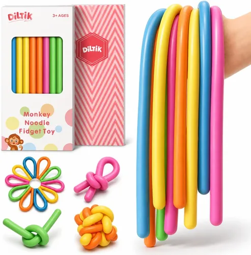 Paquete de 10 Juguetes Sensoriales para Niños – Cuerdas Sensoriales Elásticas Extra Gruesas Mejoradas para Autismo, TDAH, Ansiedad – Caja de Regalo,