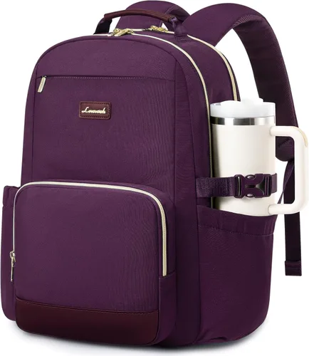 Miniatura 21 de LOVEVOOK Mochila para laptop para mujer con bolsillo para taza de gran capacidad, bolsa de computadora portátil de 15.6 pulgadas, mochila de viaje