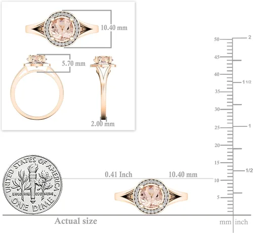 Miniatura 254 de Dazzlingrock Collection Anillo de compromiso redondo de 0.276 in con halo de diamante blanco y vástago dividido para ella en oro macizo de 14