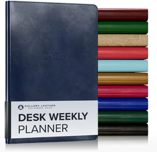 Miniatura 213 de Gallery Leather Agenda semanal y mensual grande 2025-2026, agenda y cuaderno con elegantes bordes de página dorados dorados, 12 meses, cactus Cactus