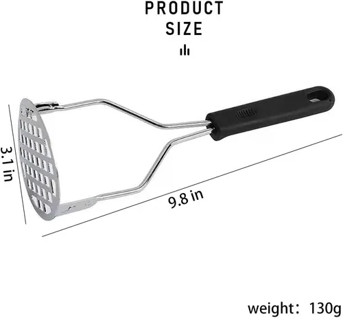 Miniatura 2 de Triturador de patatas con mango antideslizante, herramienta de cocina de acero inoxidable para papas, batatas, frijoles, verduras, frutas, alimentos