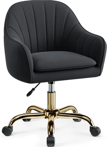 Miniatura 10 de Silla de tocador con ruedas, cómodas sillas de escritorio de oficina en casa, sillas de tocador de terciopelo modernas ajustables para dormitorio