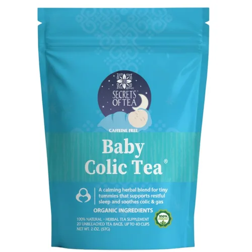 Secrets Of Tea Té de cólicos para bebés para gas, alivio del reflujo ácido, barriga y sueño - Té calmante de hierbas natural sin cafeína orgánico