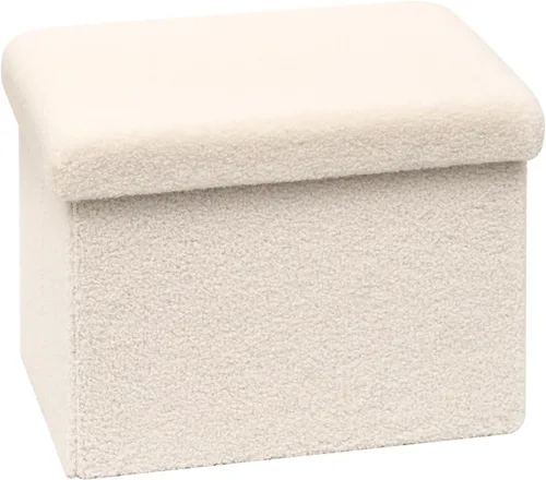 Miniatura 31 de PINPLUS Otomanas otomanas de almacenamiento con forma cuadrada con reposapiés de almacenamiento para sala de estar, asiento otomano Boucle para Negro