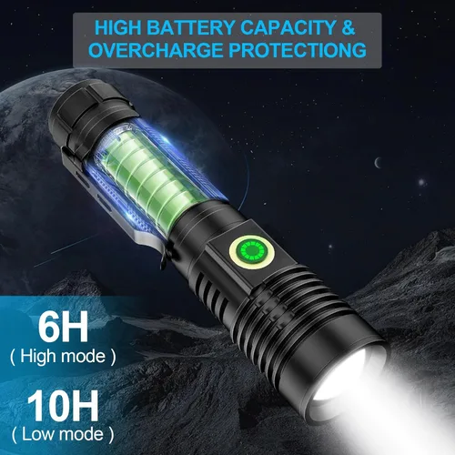 Miniatura 6 de Karrong Linternas recargables de alto lúmenes (batería incluida), linterna magnética pequeña y súper brillante, 6 modos, zoomable, impermeable