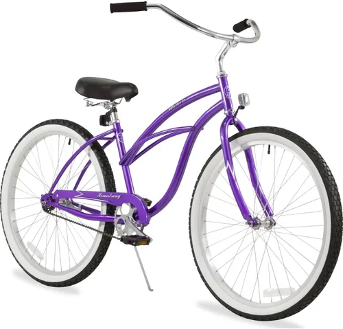 Miniatura 11 de Sixthreezero Urban Lady Beach Cruiser - Bicicleta híbrida de 3 velocidades para mujer Verde militar con llantas rosadas con asiento negro/puños
