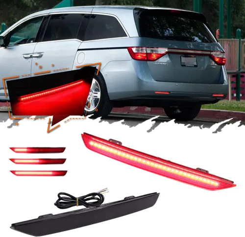 3 en 1 para 2011 2012 2013 2014 2015 2016 2017 Honda Odyssey Reflector de Parachoques Trasero LED Luz de Freno Señal de Giro Lente Ahumada Luces LED