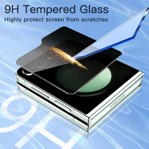 Miniatura 5 de JETech Protector de pantalla de privacidad frontal para Samsung Galaxy Z Flip 5, película de vidrio templado antiespía con herramienta de fácil