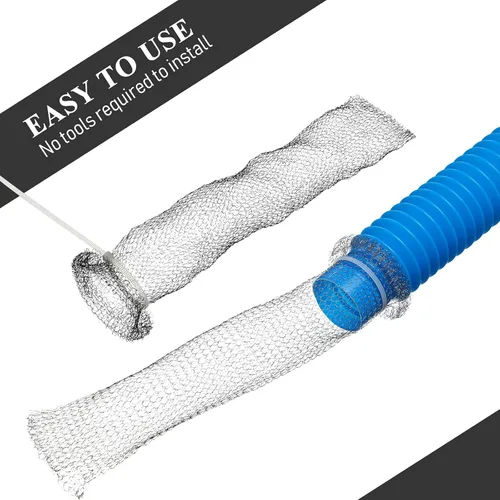 Miniatura 5 de 60 trampas de pelusa para lavadora con 60 bridas para cables, trampas de pelusa de acero inoxidable a prueba de óxido, filtro de manguera de malla