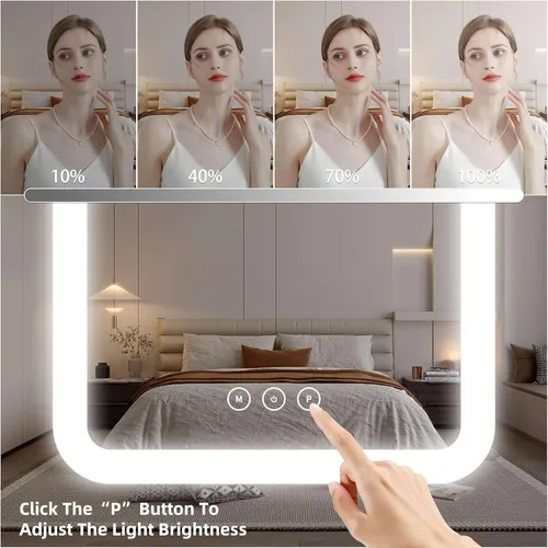 Miniatura 4 de Espejo de tocador con luces, espejo de maquillaje LED de 13.1 x 16.7 pulgadas, espejo de maquillaje iluminado con luces, control táctil inteligente