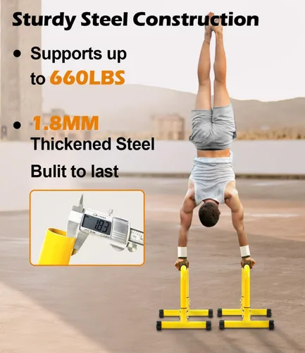 Miniatura 2 de TABEKE Barra de Flexiones, Barras Paralelas de Calistenia de Acero de 14'' de Altura con Mango de Espuma de Cobertura Completa y Barra de Inmersión