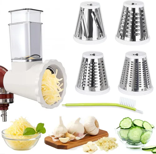 Versión mejorada - Accessorios de rallador de queso, rebanador y triturador para todas las batidoras de pie KitchenAid, accesorio para cortador de