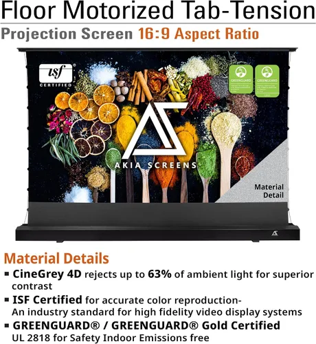 Miniatura 2 de Akia Screens AK-FMT101UH2-C4D-X - Pantalla de proyector de suelo de 101 pulgadas motorizada con control remoto, pantalla de proyector ALR que