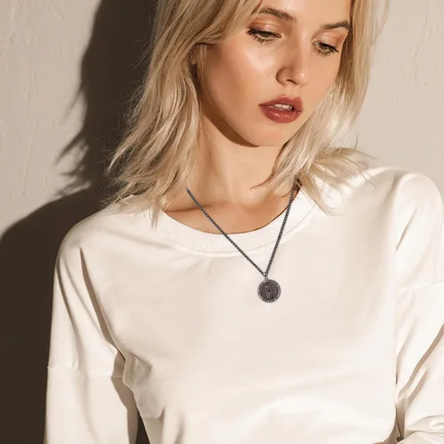 Miniatura 487 de Collar con colgante de plata de ley 925 con medalla de San Patrón, joyería religiosa para hombres y mujeres, con cadena de acero inoxidable 316L