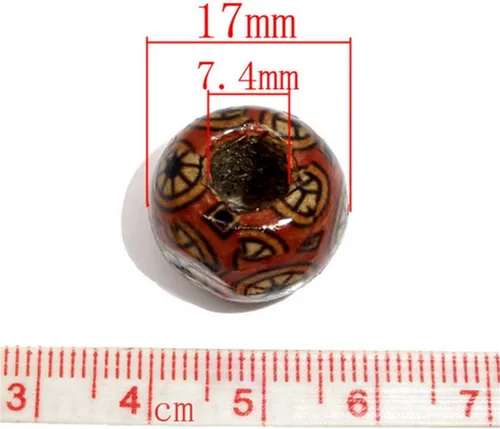 Miniatura 3 de Housweety cuentas espaciadoras de madera de percusión, pintadas, mezcladas, 100 unidades de 17 x 16 mm + brazalete gratis