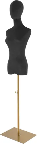 Miniatura 10 de Vestido de maniquí femenino con forma de torso, cuerpo de maniquí de costura ajustable de 63 a 81 pulgadas con soporte de metal y cabeza