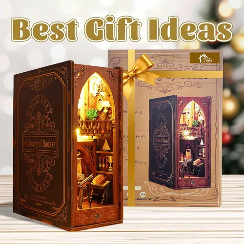 Miniatura 9 de Flever Kit en Miniatura DIY Book Nook para Casa de Muñecas, Decoración de Inserto DIY Booknook para Estantería, Kit en Miniatura de Madera 3D
