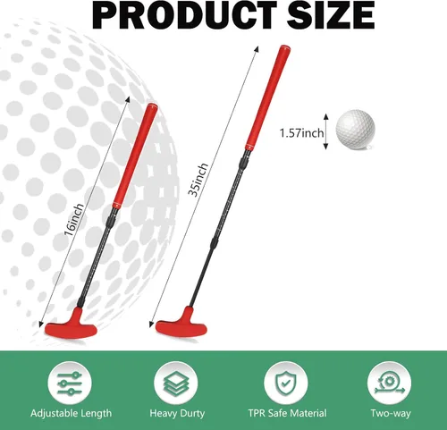 Miniatura 2 de Mini juego de putter de golf ajustable, 2 palos de golf con 4 bolas, putter bidireccional para diestros y zurdos