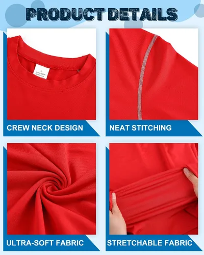 Miniatura 4 de Hicarer Paquete de 6 camisas de compresión atlética para hombre, camisetas de manga larga para entrenamiento, correr, camisetas deportivas