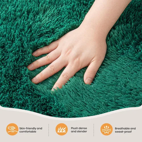 Miniatura 2 de Zentavio - Alfombras para sala de estar, alfombras de área verde oscuro de 3 x 5 pies, alfombra de césped artificial, alfombra de pelo mullido
