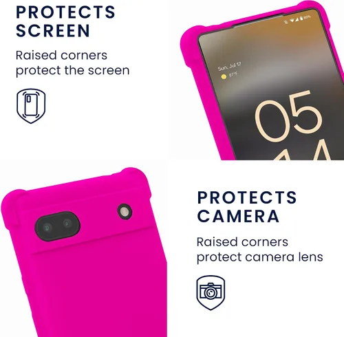 Miniatura 3 de KIOMY Funda de color rosa intenso neón para Google Pixel 6a a prueba de golpes, cubierta protectora de poliuretano termoplástico flexible, bisel